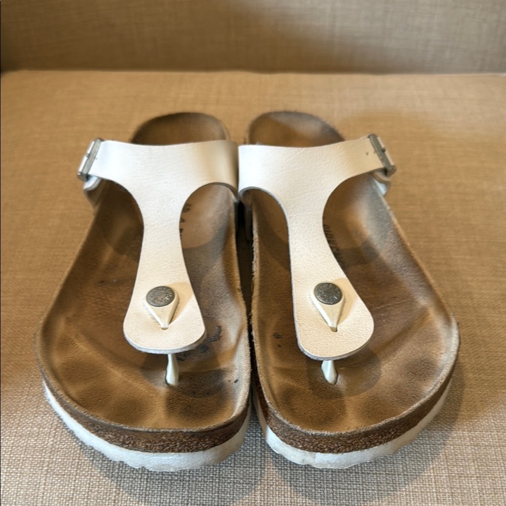 Birkenstock White and Brown Sandals